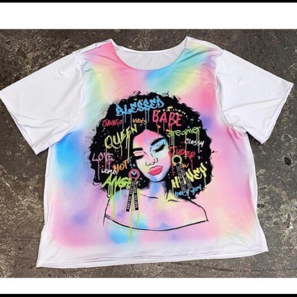 Plus Size Afro Girl Cropped Tee
